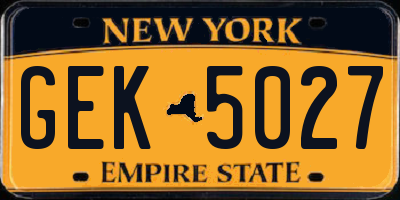 NY license plate GEK5027