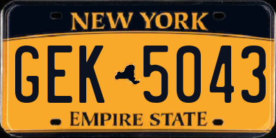 NY license plate GEK5043