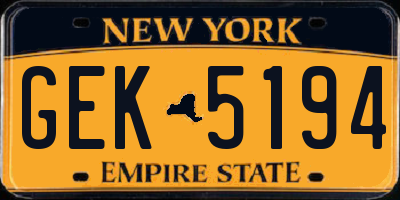 NY license plate GEK5194