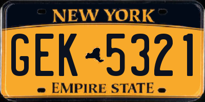 NY license plate GEK5321