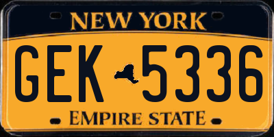 NY license plate GEK5336