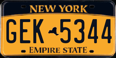NY license plate GEK5344