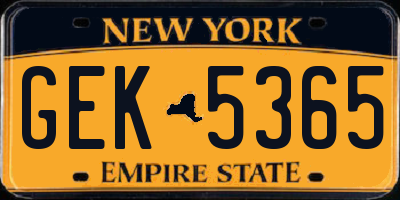 NY license plate GEK5365