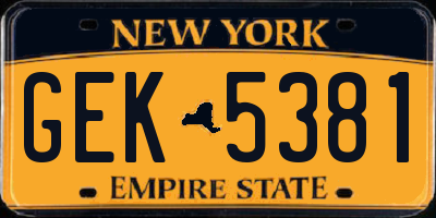 NY license plate GEK5381