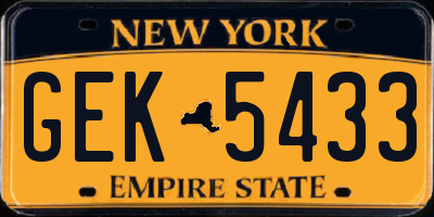 NY license plate GEK5433