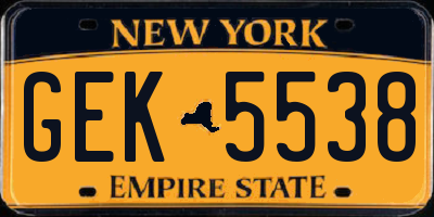NY license plate GEK5538