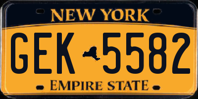 NY license plate GEK5582