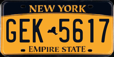 NY license plate GEK5617