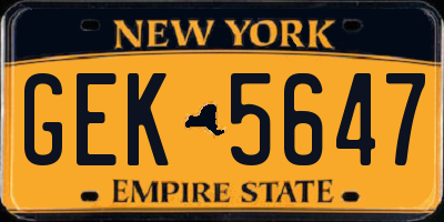NY license plate GEK5647