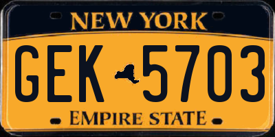 NY license plate GEK5703
