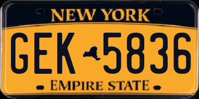 NY license plate GEK5836