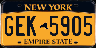 NY license plate GEK5905