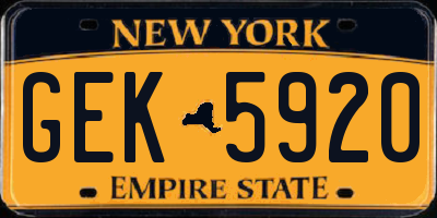 NY license plate GEK5920