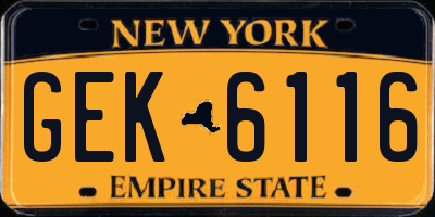 NY license plate GEK6116
