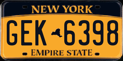 NY license plate GEK6398
