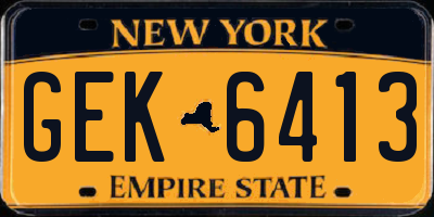 NY license plate GEK6413