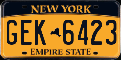 NY license plate GEK6423
