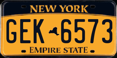 NY license plate GEK6573