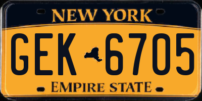 NY license plate GEK6705