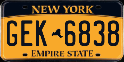 NY license plate GEK6838