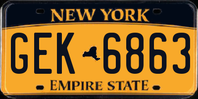 NY license plate GEK6863