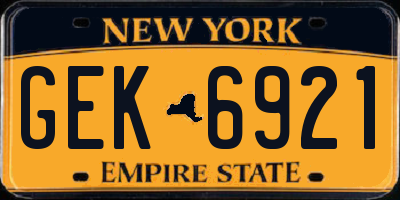 NY license plate GEK6921