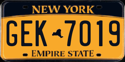 NY license plate GEK7019