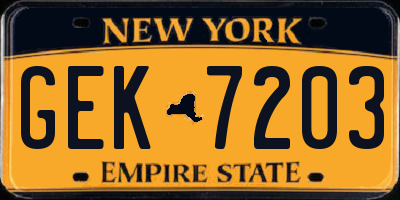 NY license plate GEK7203