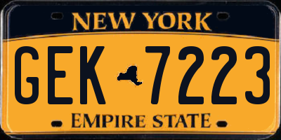 NY license plate GEK7223