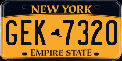 NY license plate GEK7320