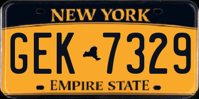 NY license plate GEK7329