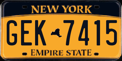 NY license plate GEK7415