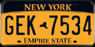 NY license plate GEK7534