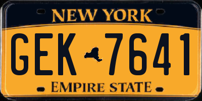 NY license plate GEK7641