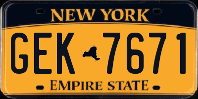 NY license plate GEK7671