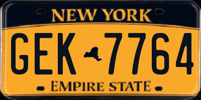 NY license plate GEK7764