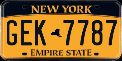 NY license plate GEK7787