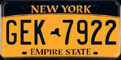 NY license plate GEK7922