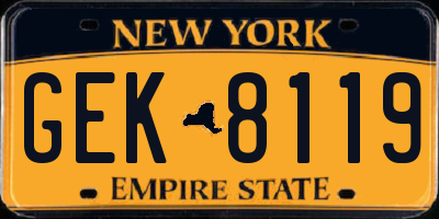 NY license plate GEK8119