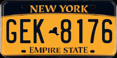 NY license plate GEK8176