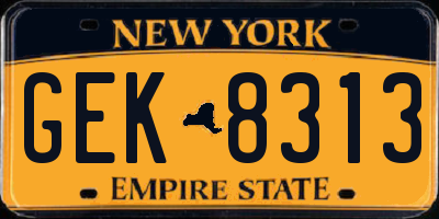NY license plate GEK8313