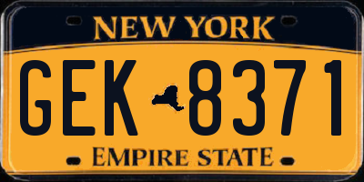 NY license plate GEK8371