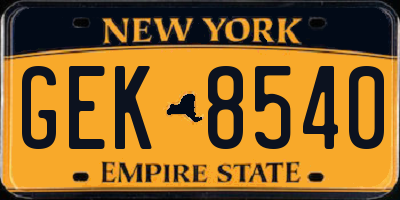 NY license plate GEK8540
