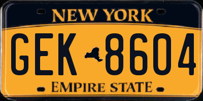 NY license plate GEK8604
