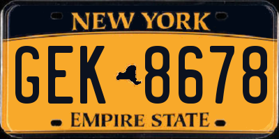 NY license plate GEK8678