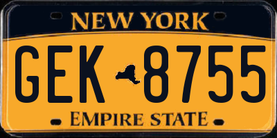 NY license plate GEK8755