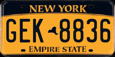 NY license plate GEK8836