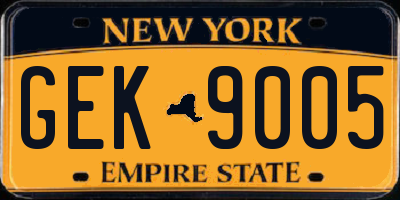 NY license plate GEK9005
