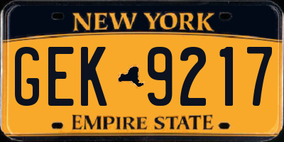 NY license plate GEK9217