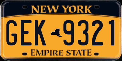 NY license plate GEK9321